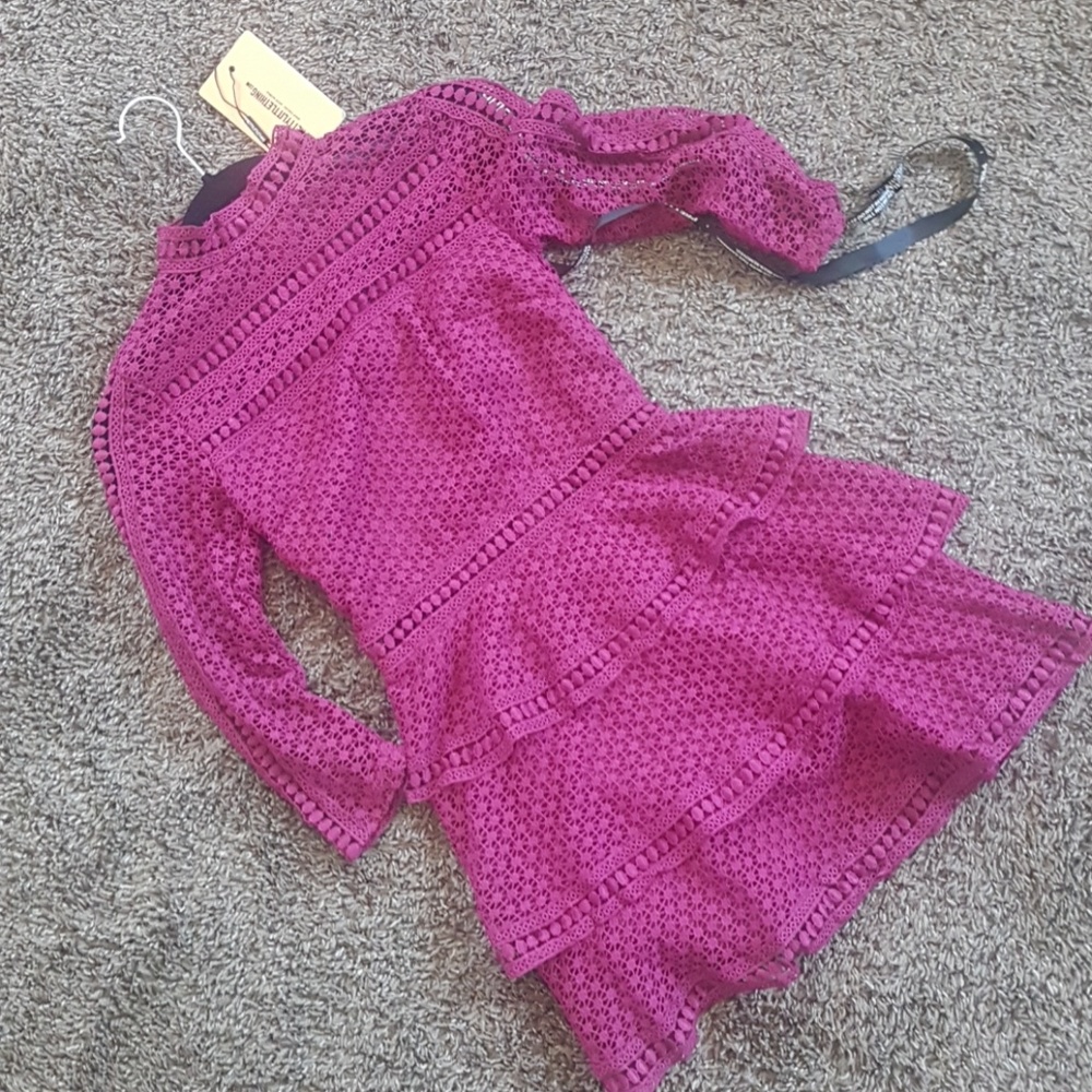 Purple Crochet dress with layered skirt
